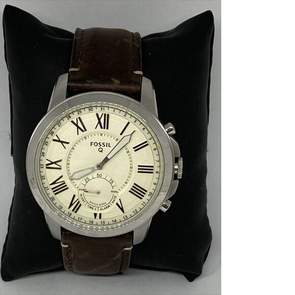 Fosssil FTW1118 Men's Brown Leather Beige Analog Dial Hybrid Smartwatch XX640 - Picture 3 of 12